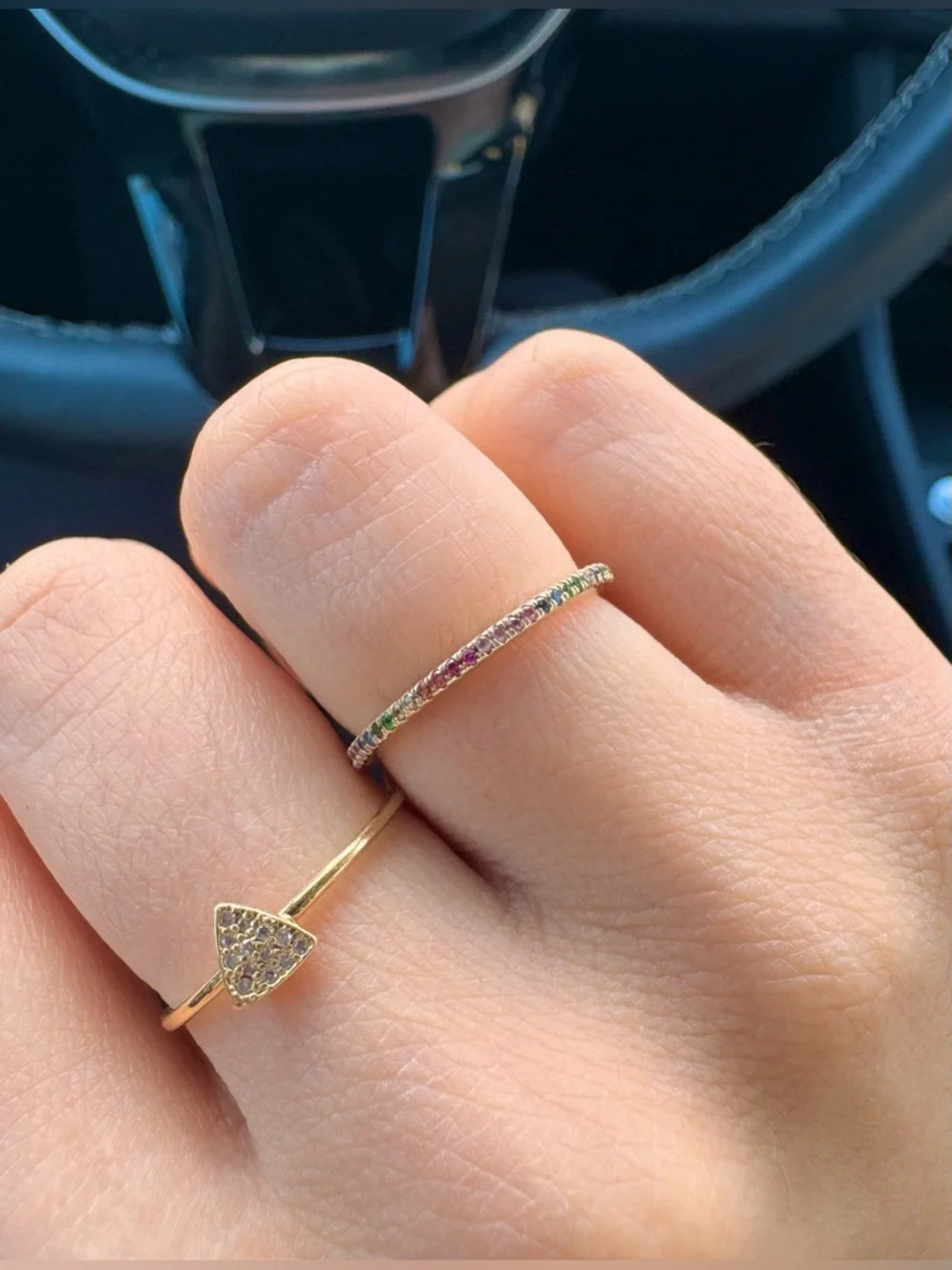 Gold Multicolor Gemstone Stackable Ring - Women